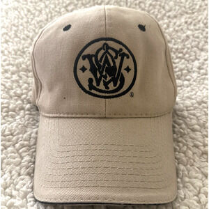 Smith & Wesson Hat Cap Strap Back Tan w/ Black Embroidered Logo Shooting Range